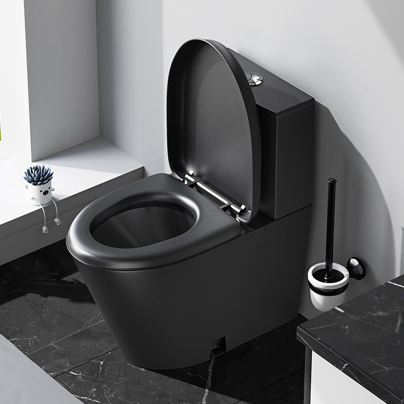 黑色304不锈钢马桶家用卫生间厕所坐便器防冻裂小户型座便器防臭