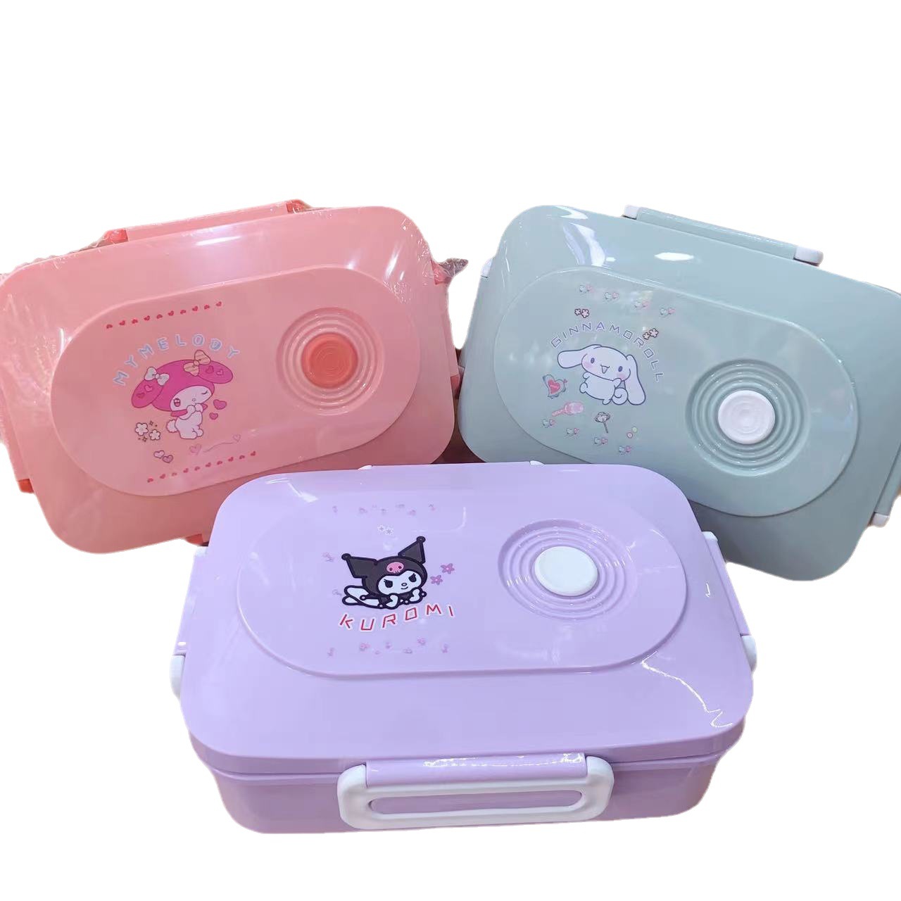 New Cartoon Sanrio Plastic Microwave Oven Three-Grid Student Lunch Box Office Worker Cute Crisper Bento Box