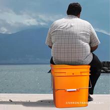 加厚正方形塑料桶可坐凳带盖钓鱼桶大口桶水桶5/10/25L升公斤代发
