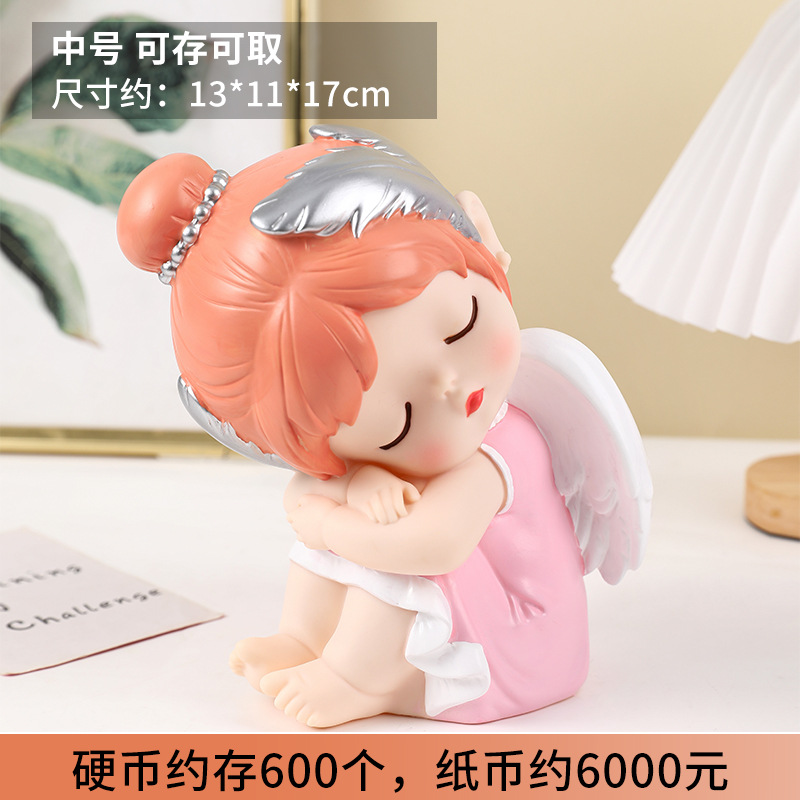 2023 New Cute Cartoon Angel Coin Bank Children Can Save Large Capacity Savings Bank Birthday Gift