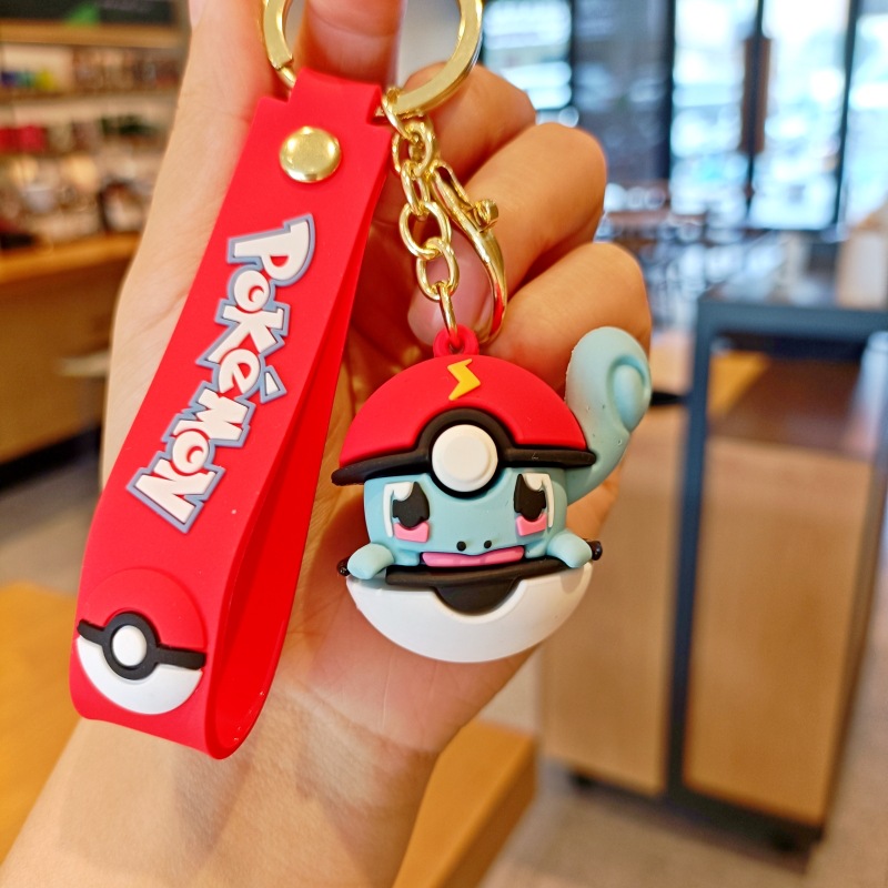 Baokemeng Cartoon Keychain Cute Pikachu Elf Ball Schoolbag Pendant Car Key Chain Ornaments Small Gift