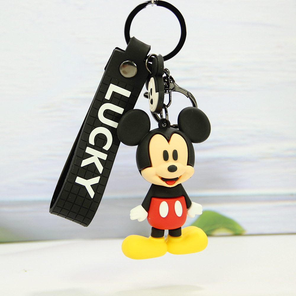 Cartoon Donald Duck 3D Doll Pendant PVC Soft Rubber Car Gift Couple Minnie Mickey Keychain Wholesale