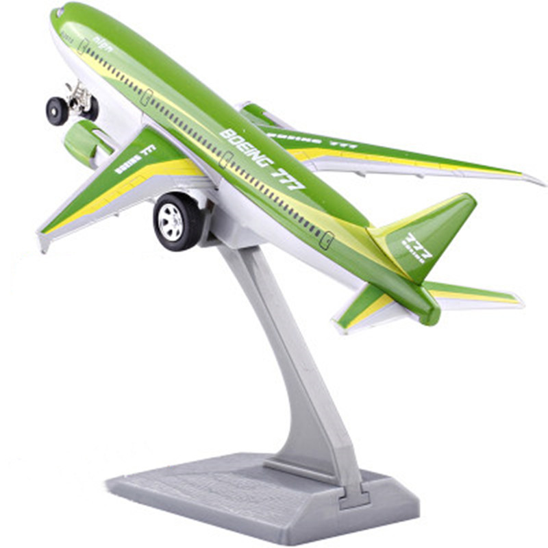 彩珀仿真合金回力波音777空客飞机声光电玩具客机模型