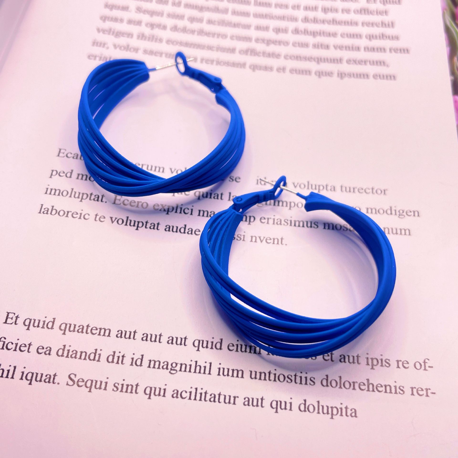 Hong Kong Style Retro Klein Blue Ear Ring Elegant Blue Earrings Affordable Luxury Fashion Earrings High-Key Dignified Simple Clay