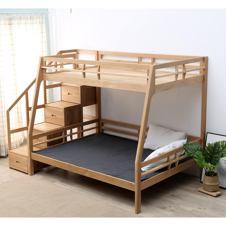 白橡木上下床高低实木双层床多功能成年现代简约子母床两层儿童床