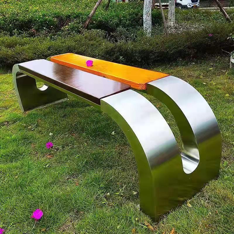 不锈钢户外公园椅异型创意广场座椅室外小区景区公共场所景观排椅