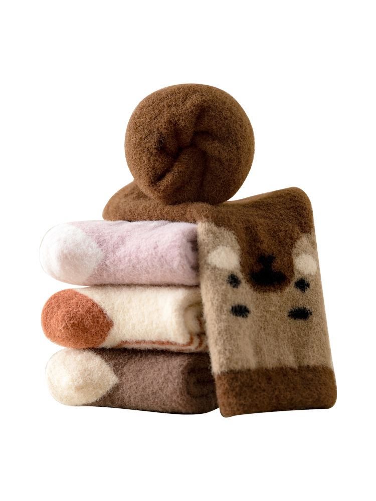 Baby Socks 2023 Winter New Thickened Warm Cartoon Animal Boys Girls Children Mid-Calf Socks Wholesale