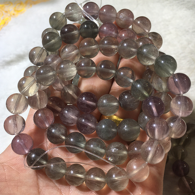 天然拉丝萤石手链晶体通透发丝柔顺水晶手串拉丝莹石手链单圈批发