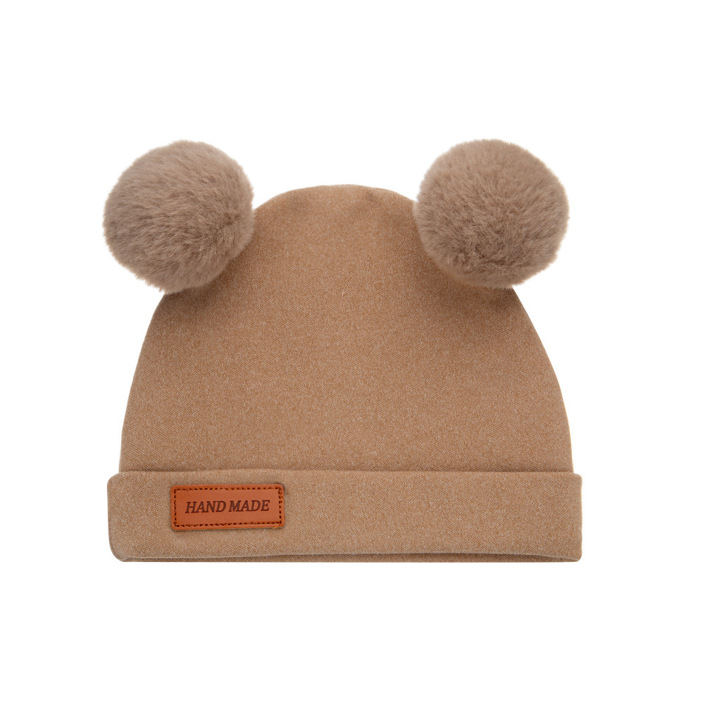 Cross-Border New Arrival Children's Cashmere-like Sleeve Cap Baby Double Fur Ball Head Protection Hat Autumn and Winter Baby Baotou Warm Hat