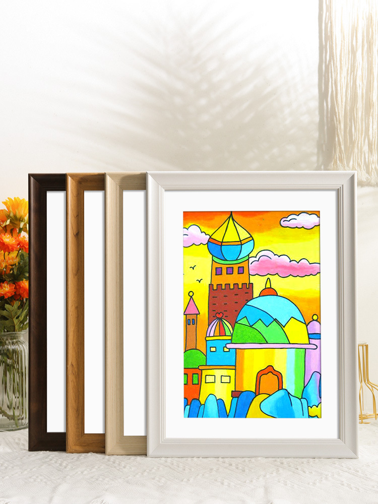 简约儿童相框挂墙装裱4k开8k水粉画画框16寸手工绘画作品展示a3a4
