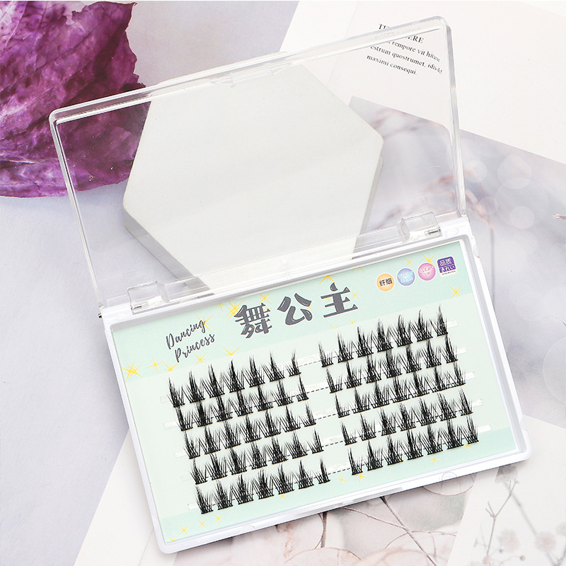 Dingsen Cross-Border Supply 5 Rows of White Moonlight False Eyelashes Segmented Cos Little Devil Self-Grafting Eyelash