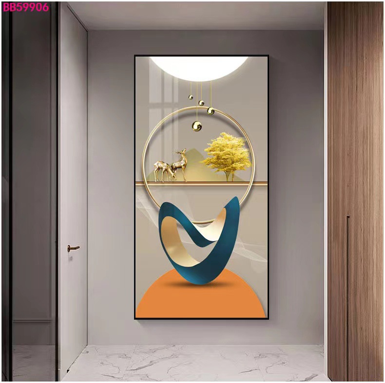 Entrance Painting Corridor Aisle Crystal Porcelain Painting Vertical Modern Simple and Light Luxury Hanging Painting opposite Door Living Room Floor Painting