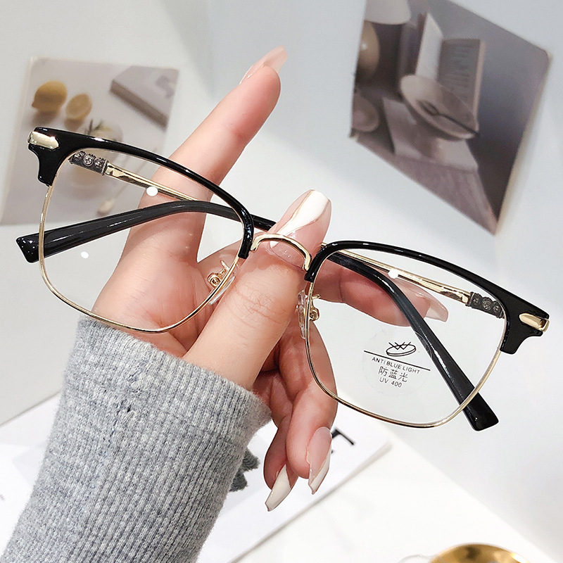 New Metal Half Frame HD Anti-Blue Ray Reading Glasses Business Men Presbyopic Glasses Elderly Reading Reading Glasses