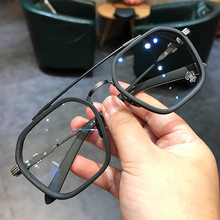 双梁眼镜框男士潮2022新款易烊千玺同款大脸眼镜架显瘦复古平光镜
