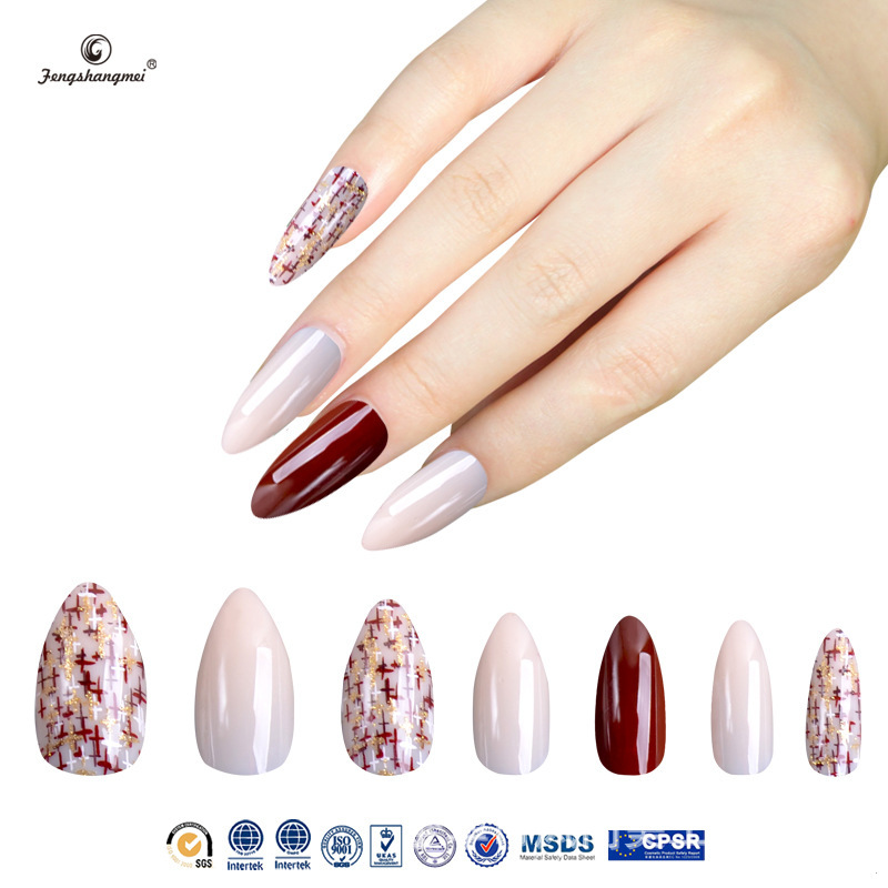 Handmade Wear Nail Beauty Nail Piece Pointed Water Drop Nail Detachable Fake Nail Patch European and American Foreign Trade Factory Direct Sales