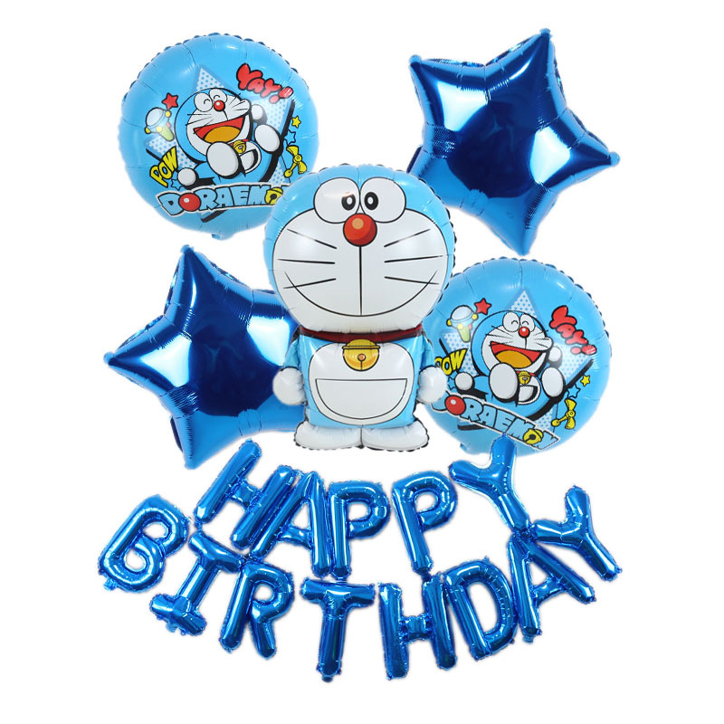 New Pokonyan Children's Cartoon Aluminum Balloon Birthday Party Background Decoration Dorami Banquet Layout Supplies