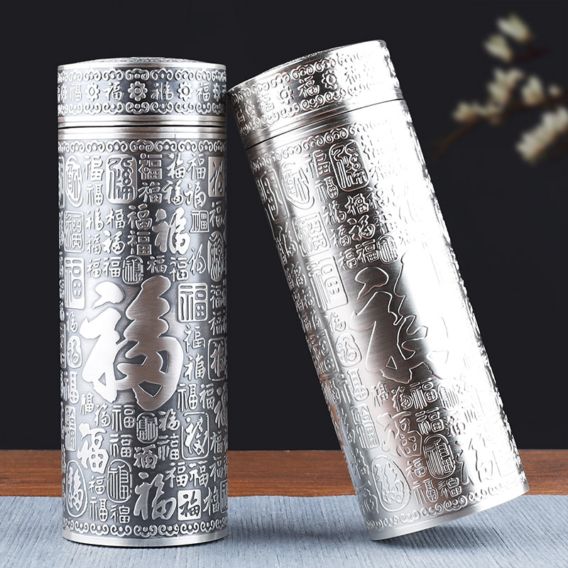 Real Silver World Pure Silver 999 Office Men‘s and Women‘s Thermos Cup Holiday Gift Leading Tea Cup Elderly Thermos Cup