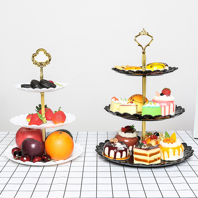 European Dessert PCs Fruit Plate Three-Layer Cake Stand