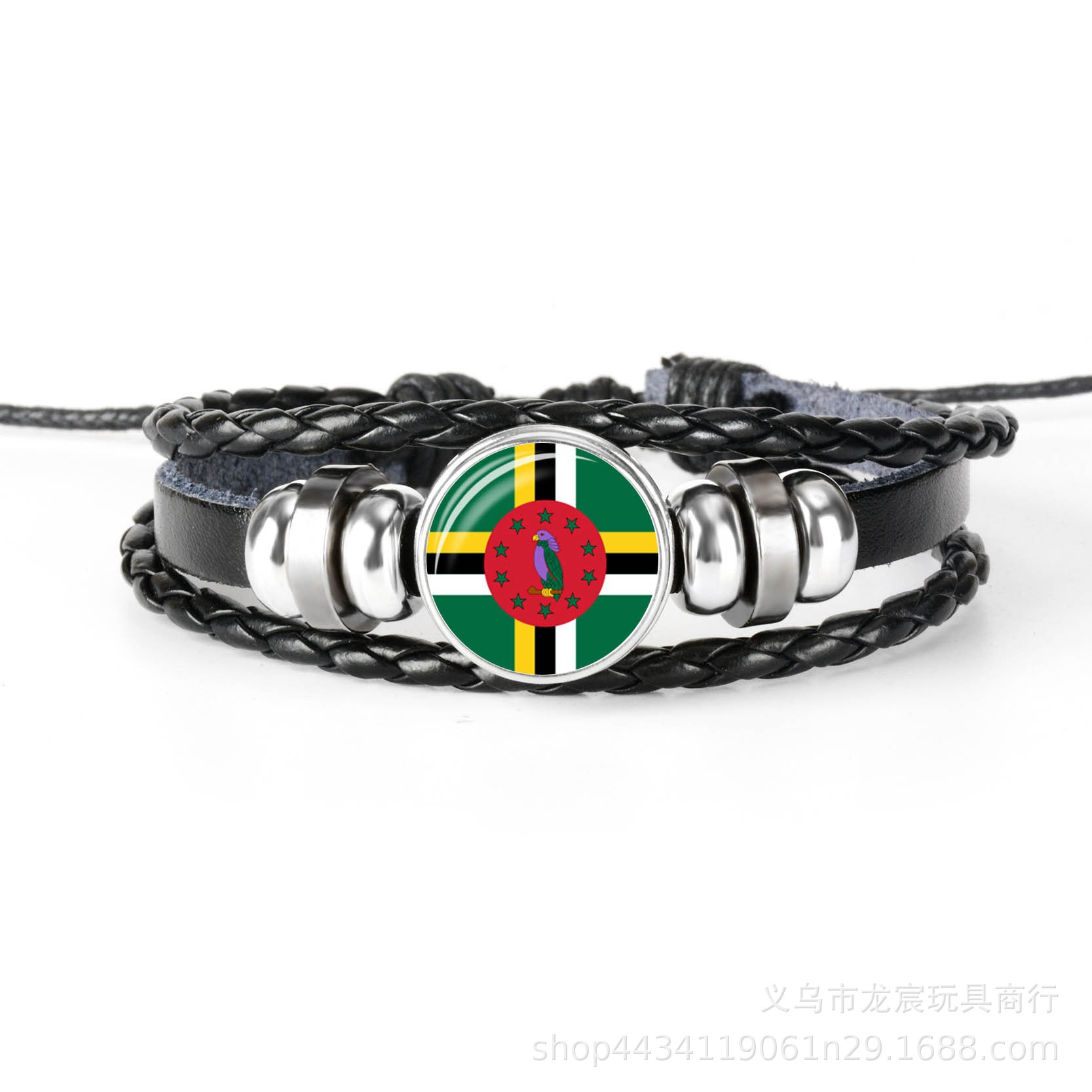 Supply Brazil Flag Bracelet National Flag Time Stone Bracelet Personality Woven Cowhide String Hands