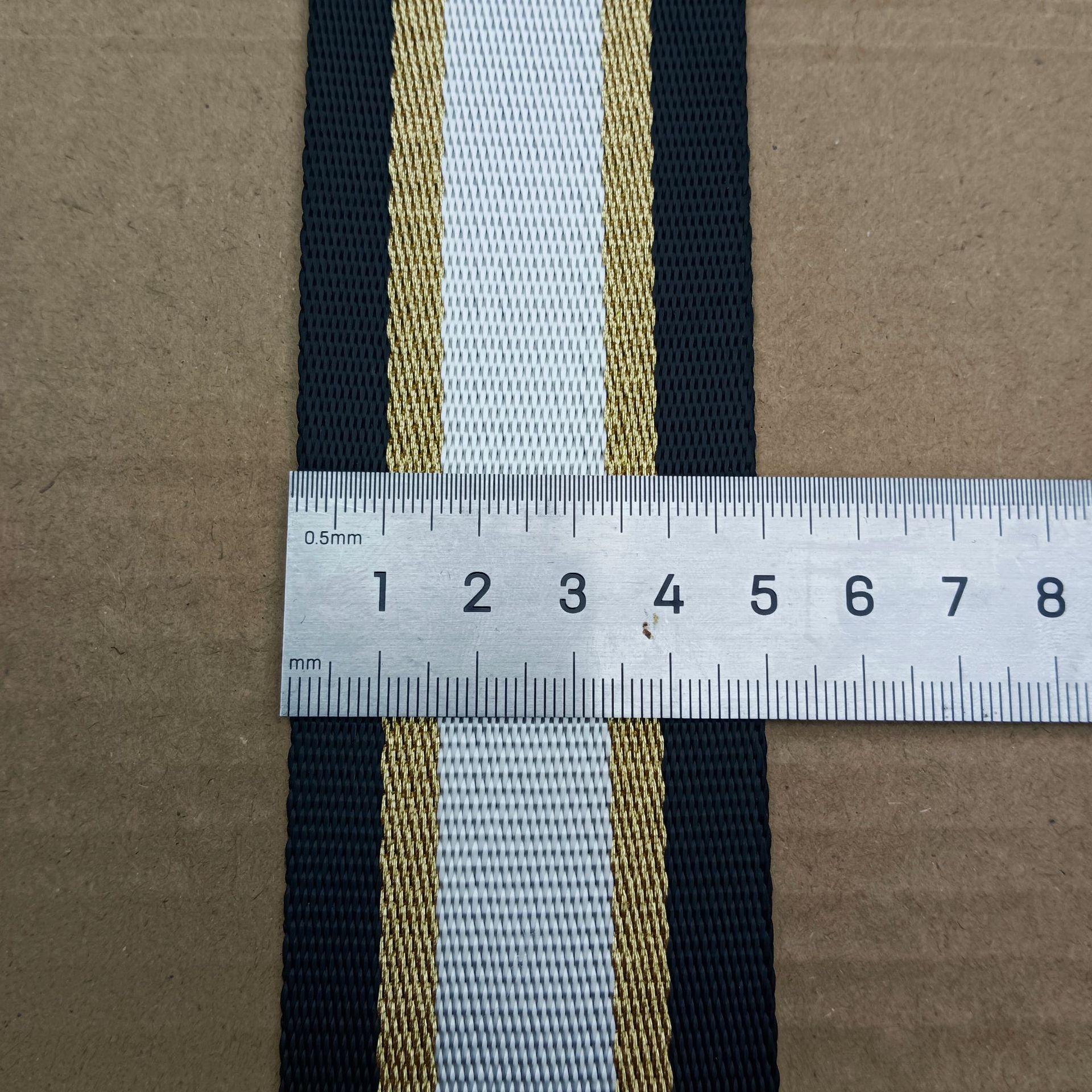 5厘米宽2mm厚箱包手袋肩带现货黑色金色白色仿尼龙间金黄线50mm宽