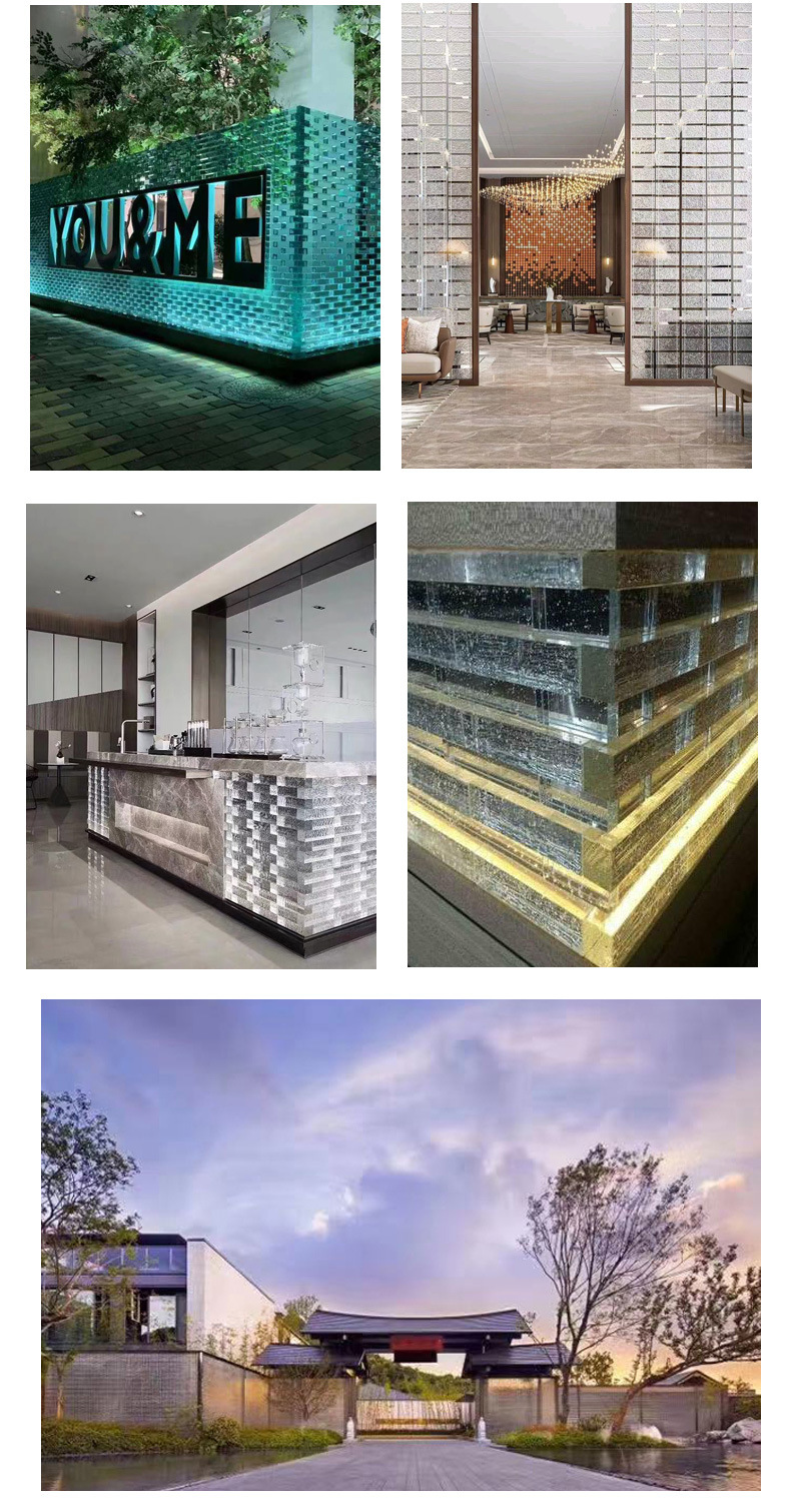 气泡波纹砖 玻璃砖透明方形实心水晶砖隔断墙砖创意彩色