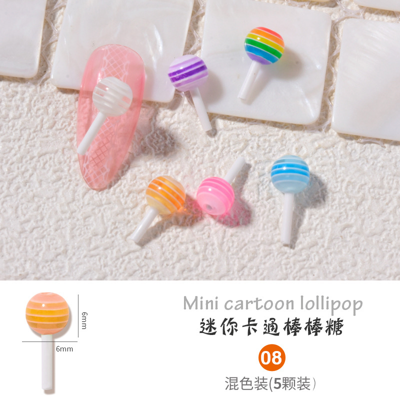 Internet Celebrity Nail Beauty New Product Lollipop Decoration Diamond Colorful Cartoon 3D 3D Simulation Magic Candy Nail Accessories