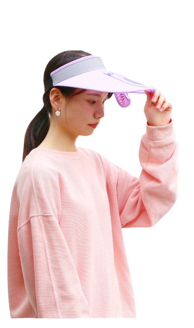 Internet Hot Dual-Use Topless Hat Hat with Little Fan UV Protection Sun Outdoor Big Brim Topless Hat