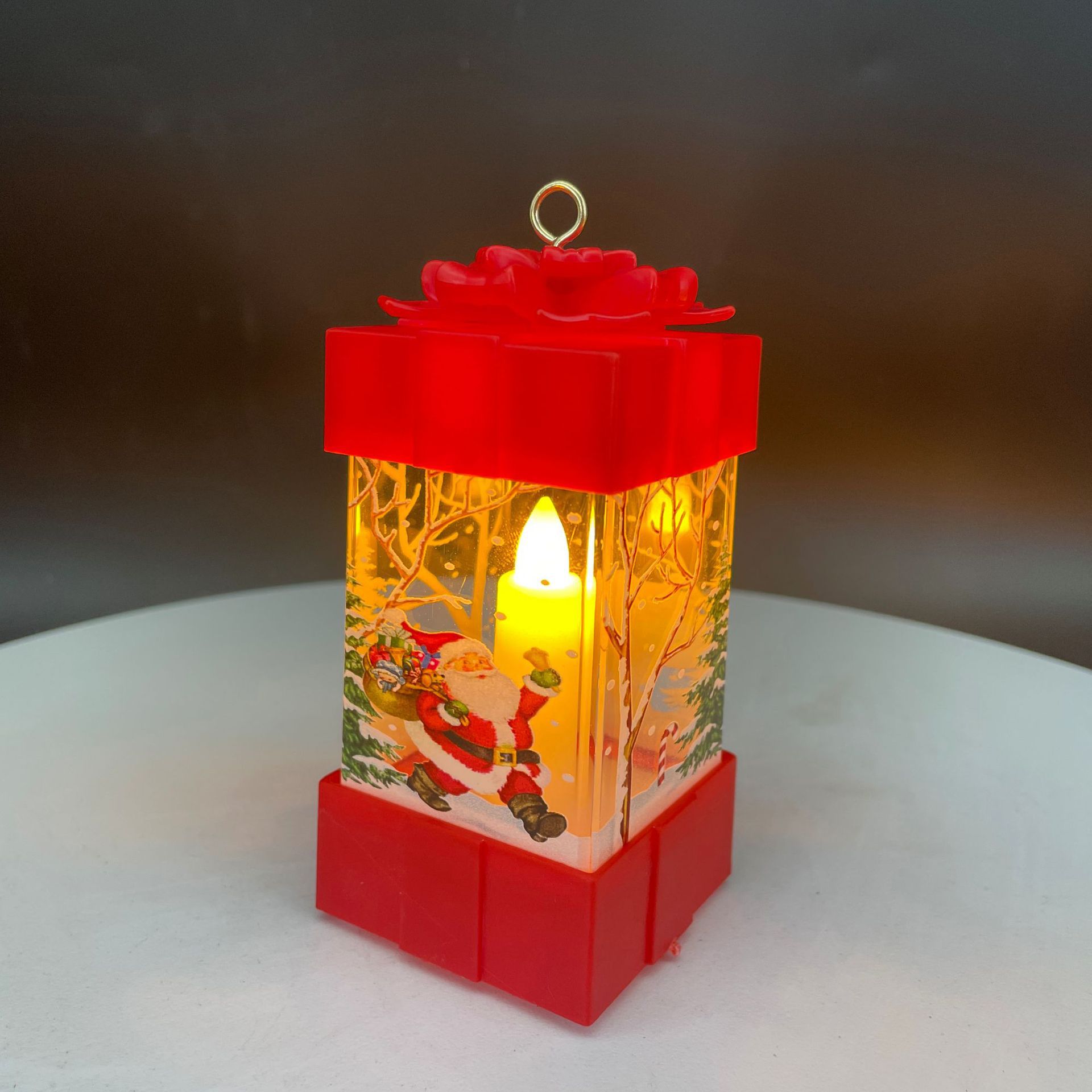 Single Wax Print LED Luminous European Festival Gift Decoration Storm Lantern Home Display Window Counter Small Night Lamp Customizable