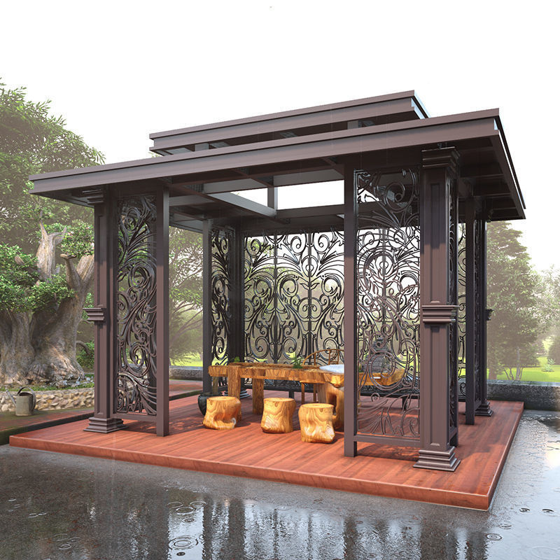 庭院新中式凉亭新中式楼顶庭院户外室外花园别墅玻璃房亭子现代