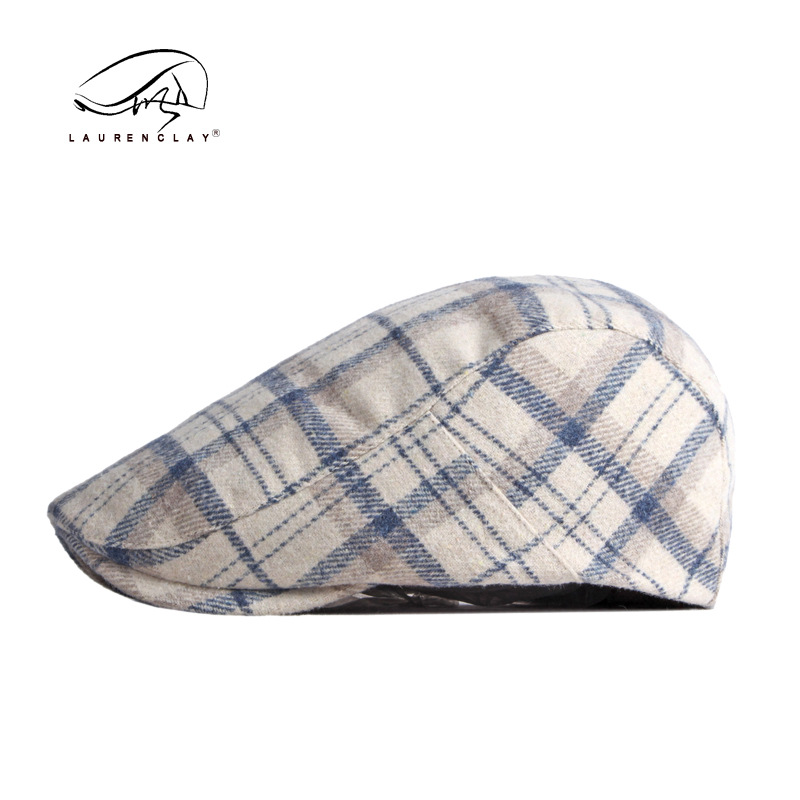 2021 Autumn and Winter New Woolen Beret Men's British Retro Peaked Cap Women's Leisure Artistic Plaid Advance Hats