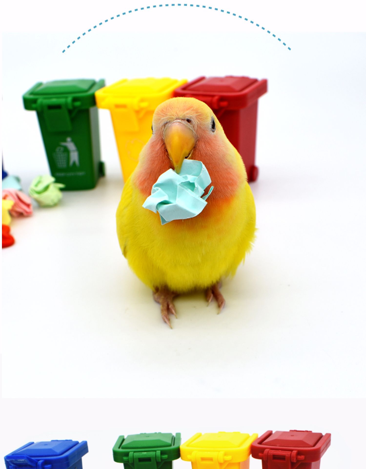 鹦鹉鸟玩具组合套装技能训练用具道具垃圾桶分类啃咬鸟用品亚马逊-阿