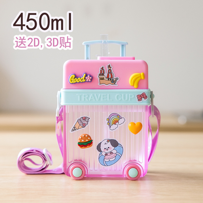Factory Direct Sales Wholesale Creative Cartoon Luggage Straw Cup Printing Advertising Mold Opening Oem