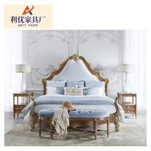 福溢家居 法式凡尔赛精美软包双人床主卧床1.8米奢华床实木床