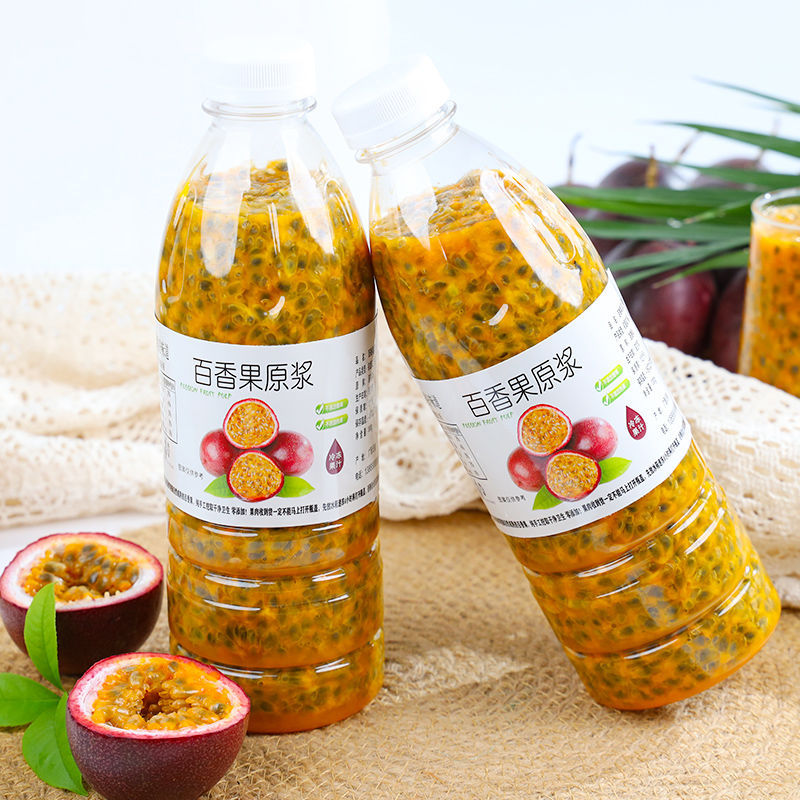 新鲜百香果原浆果酱商用广西云南冷冻浓缩汁果肉黄金奶茶果汁店用