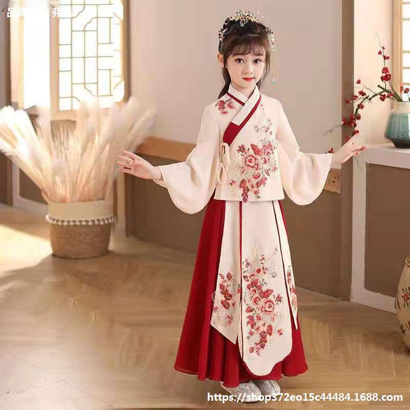 儿童汉服女袄裙古风襦裙超仙女童汉服中国风小女孩唐装古装四季款