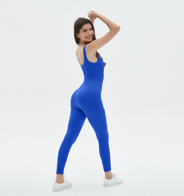 Cross-Border Thread Trousers Jumpsuit Seamless Stretch Workout Clothes Sports Suit for Women