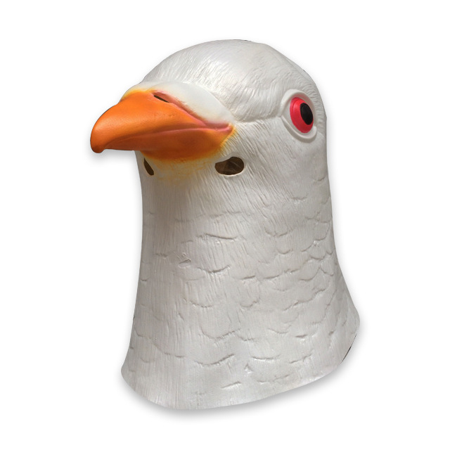 万圣节乳胶仿真热卖灰白鸽子头套 舞会变装面具 动物小鸟头套批发