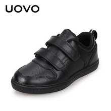 UOVO男童鞋新款春秋小学生运动鞋英伦时尚黑色小皮鞋中童透气