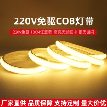 led户外防水灯带220v柔性硅胶家用吊顶氛围高压cob自粘免驱软灯条