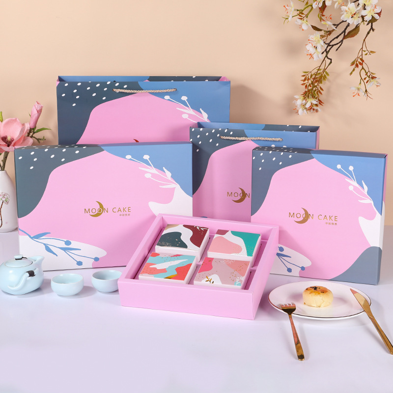 莫兰迪4粒100-125g流心月饼盒 简约中秋月饼礼盒包装盒现货-阿里巴巴