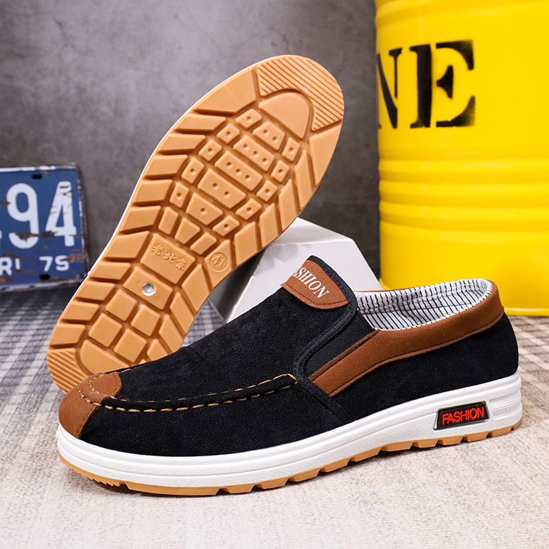 Factory Wholesale Old Beijing Cloth Shoes Men's Non-Slip Wear-Resistant Driving Shoes Breathable Sweat Absorbing Slip-on Casual Canvas Shoes