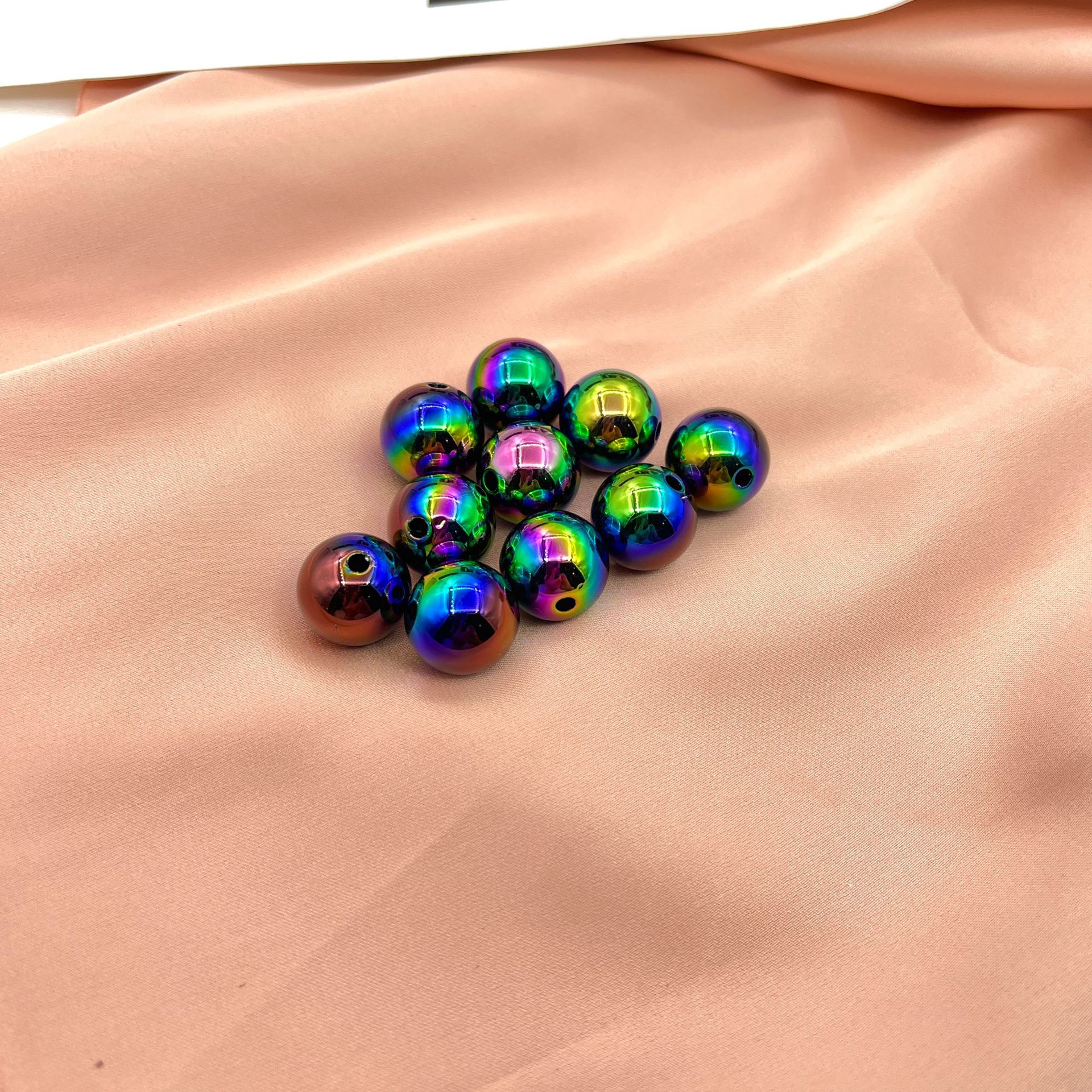 UV Colorful Black Bean round Beads Acrylic UV Colorful Series Electroplated Mobile Phone Charm Necklace Hair Clips Hair Accessories Ornament Accessories