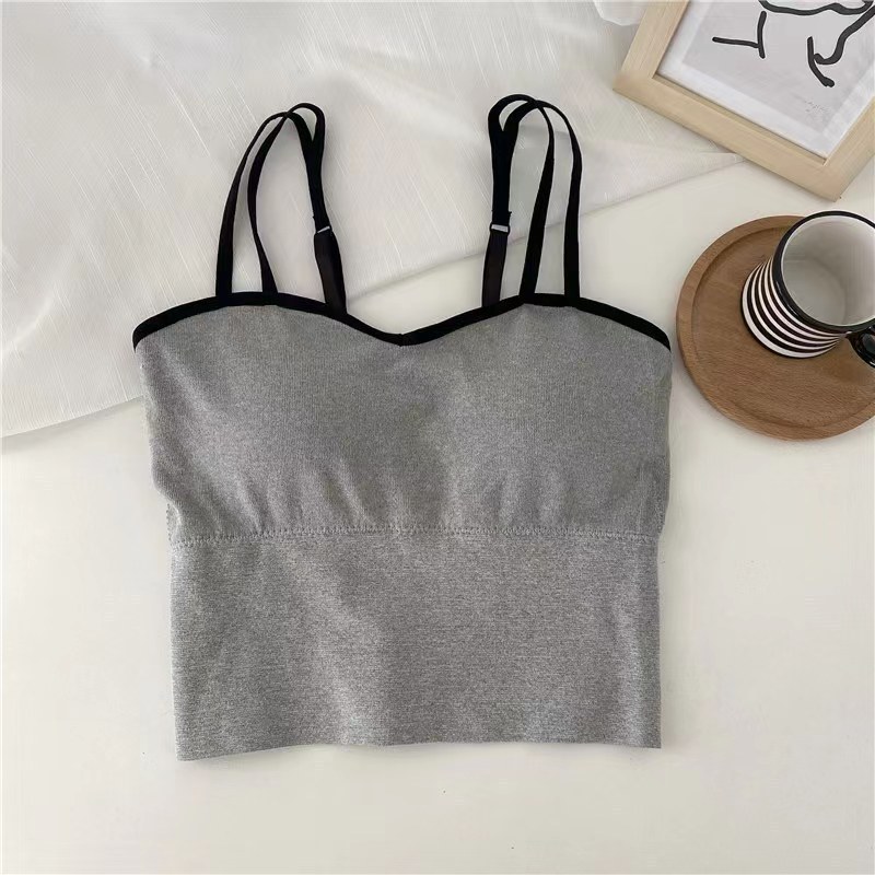 Popular Korean Style Hot Girl Sling Beautiful Back Vest with Chest Pad Wrapped Chest Girl Anti-Exposure Outer Wear Bottoming Tube Top