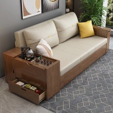 客厅多功能两用沙发床带茶车 新中式1.8米单双人可折叠储物沙发床