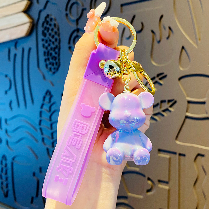 网红可爱小熊情侣钥匙扣女精致书包挂件男士个性创意车钥匙链挂饰