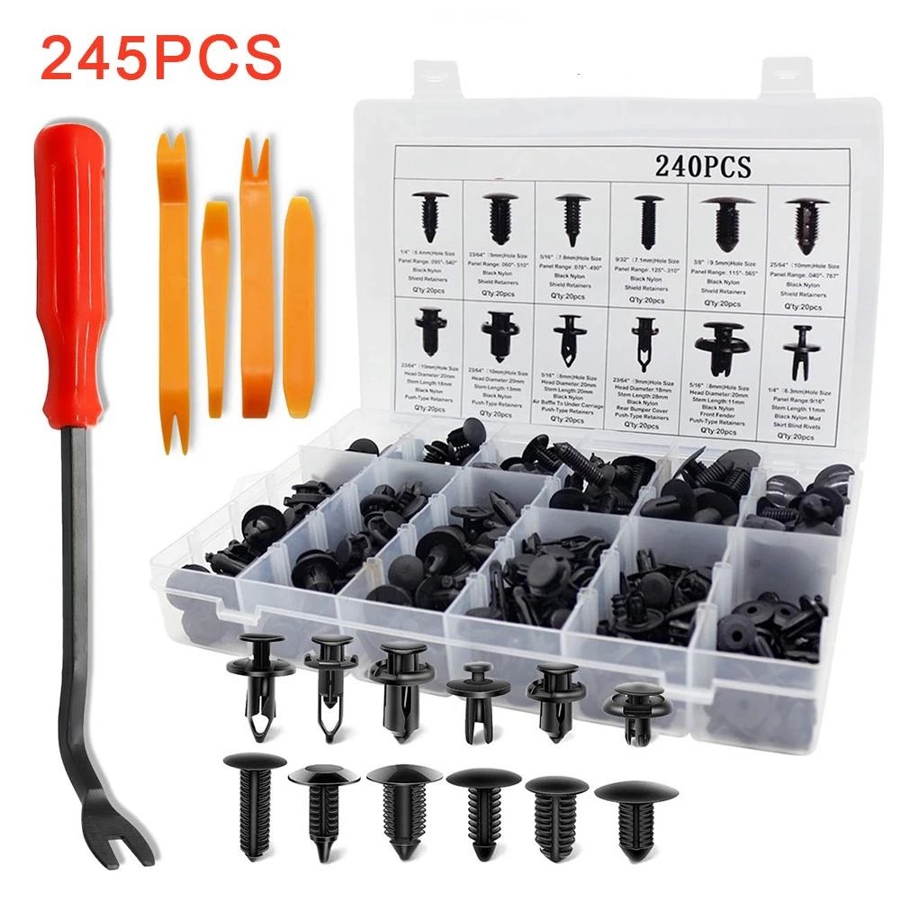 he01盒装卡扣240pcs适用于福特本田汽车通用塑料卡扣卡子汽车卡扣