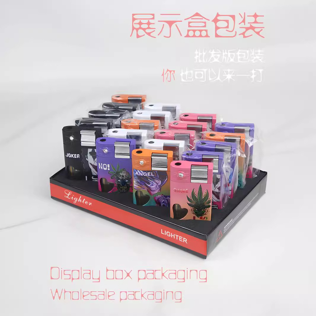 新款薄款冲气直冲打火机创意爱心可视气窗女士高档打火机礼品批发