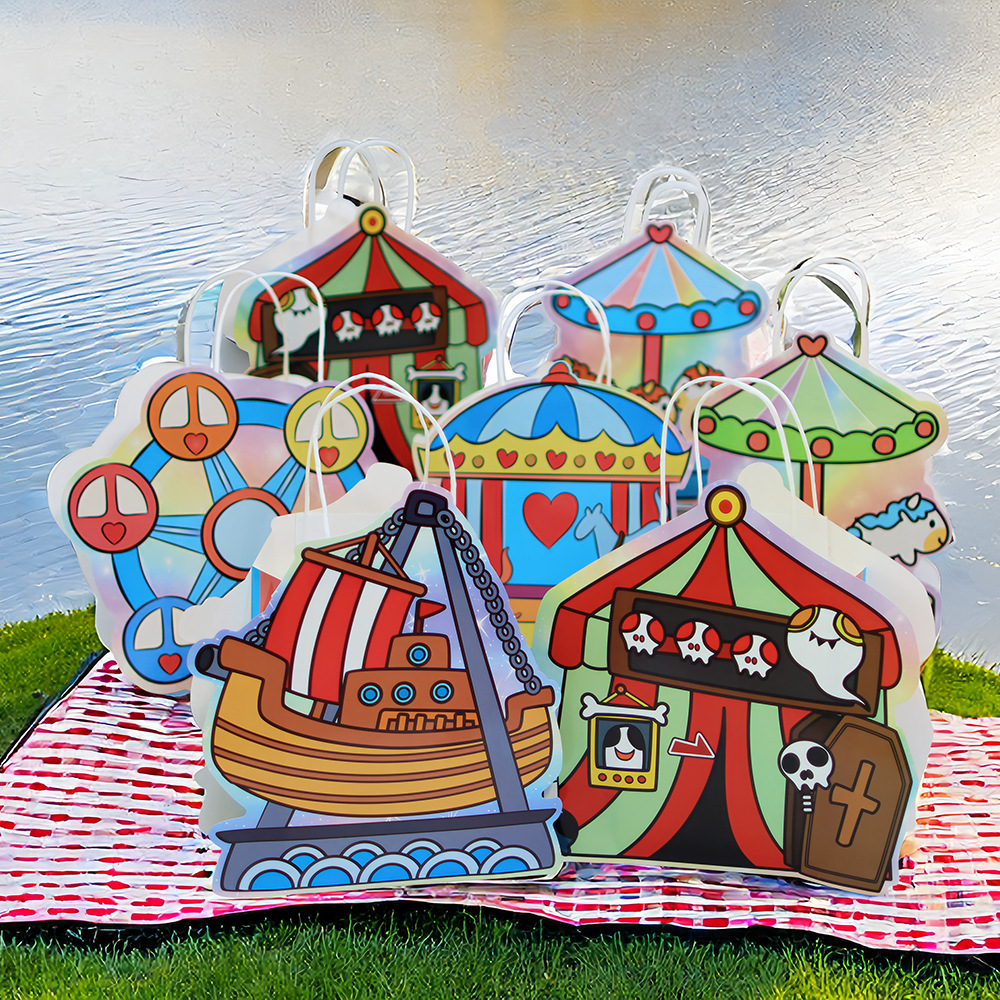 儿童节嘉年华手提袋 覆膜异形白卡精品礼品袋 生日礼物礼品装饰袋