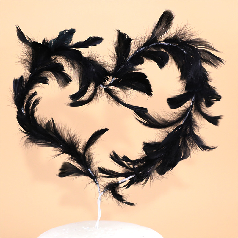 七夕百变网红羽毛蛋糕装饰小仙女羽毛插件心形羽毛插牌甜品台装扮