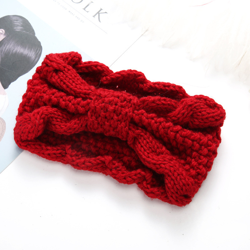 Woolen Hair Band Female Hair Tie Headwear Internet Celebrity Simple Solid Color Headband Daily Outer Wear Knitted Headscarf Face Wash Hair Band